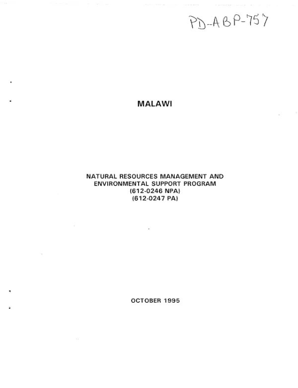 Natural resources management and environmental support program [612-0247 NPA] [612-0248 PA]
