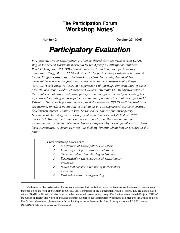 Participatory evaluation