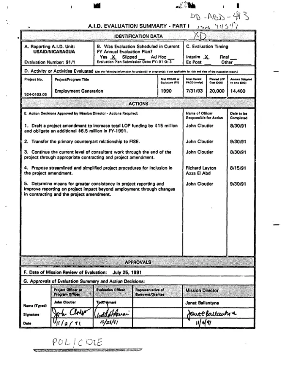 Interim evaluation : employment generation -- 524-0301.03