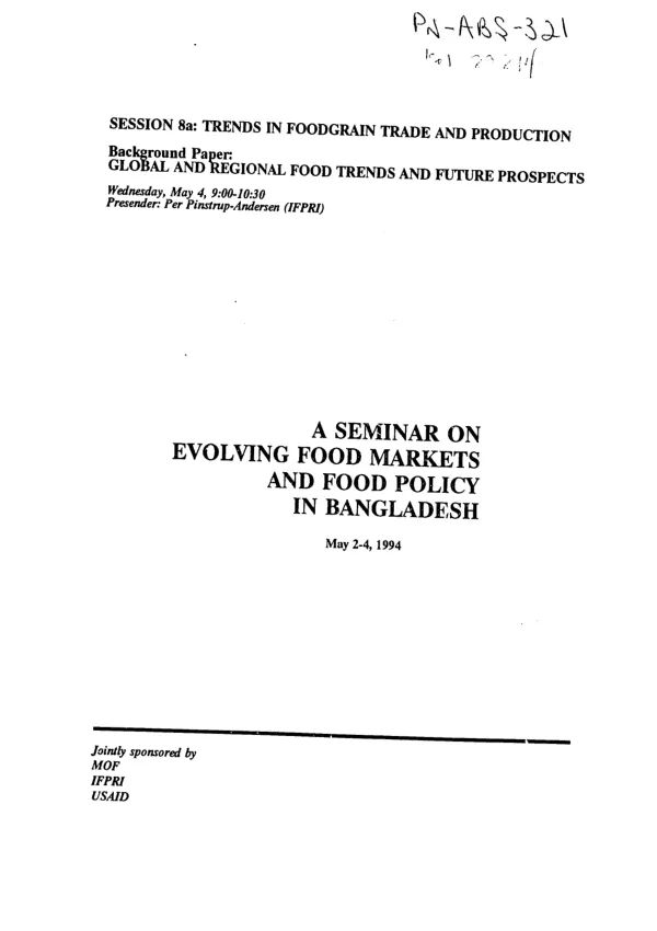 Global and regional food trends and future prospects