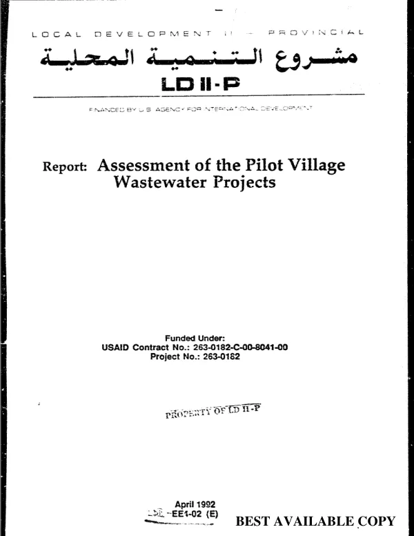 Report : assessment of the pilot village wastewater projects