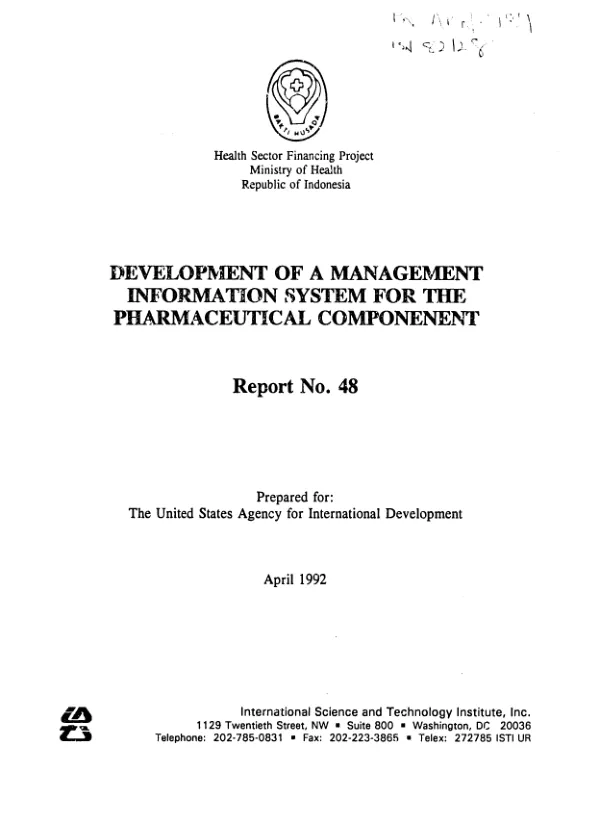 Development of a management information system for the pharmaceutical componenent [i.e. component]