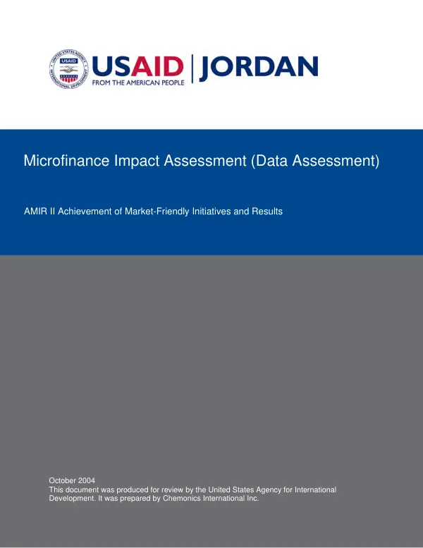 Microfinance impact assessment (data assessment)