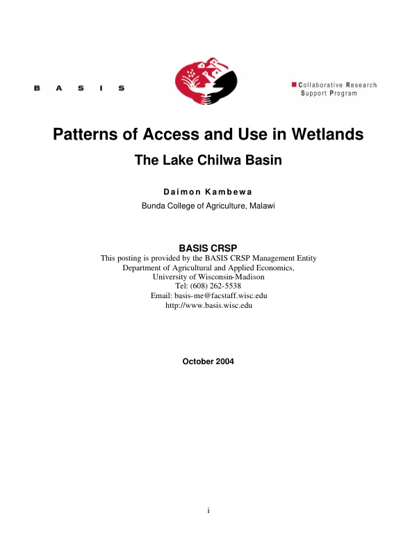 Patterns of access and use in wetlands : the Lake Chilwa Basin