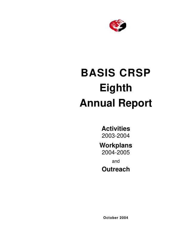 BASIS CRSP eighth annual report : activities 2003-2004, workplans 2004-2005 and outreach