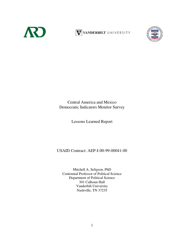 Central America and Mexico : democratic indicators monitor survey -- lessons learned report