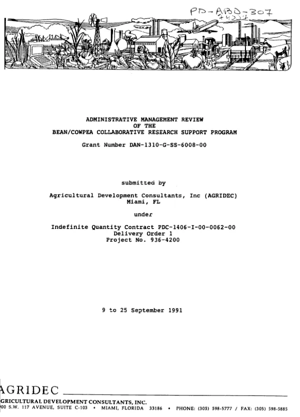 Administrative management review of the bean/cowpea collaborative research support program, grant number DAN-1310-G-SS-6008-00