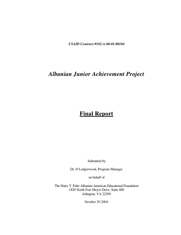 Albania junior achievement project : final report