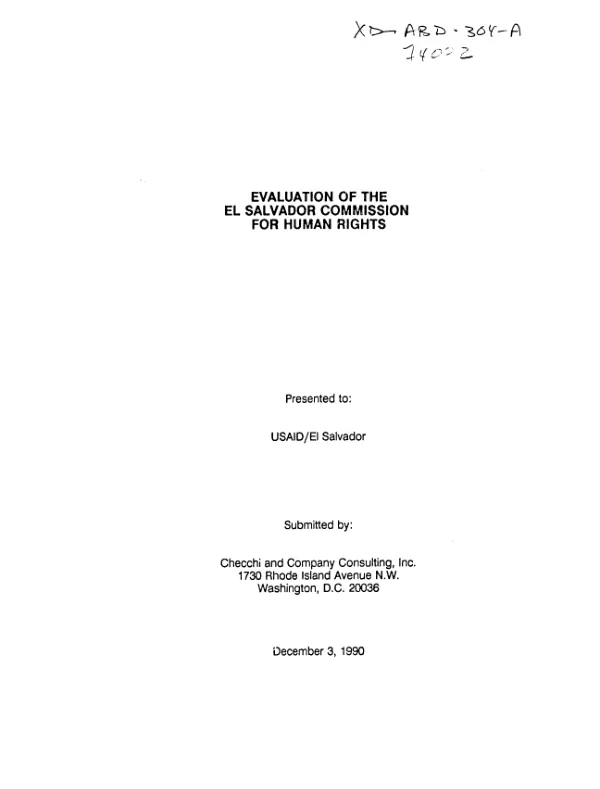 Evaluation of the El Salvador Commission for Human Rights
