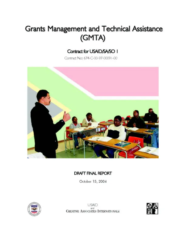 Grants management and technical assistance (GMTA) : draft final report