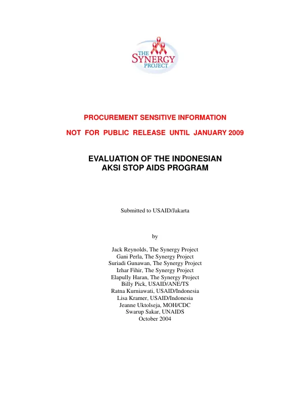 Evaluation of the Indonesian Aksi Stop Aids (ASA) program