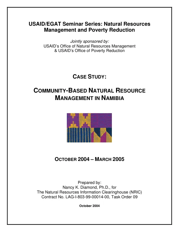 Case study : community-based natural resource management in Namibia -- October 2004-March 2005