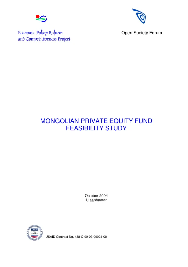 Mongolian private equity fund feasibility study