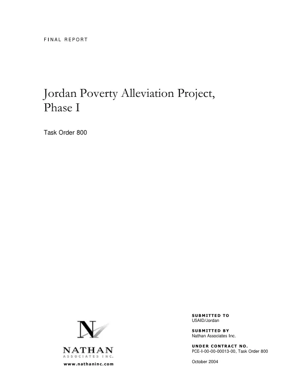 Final report : Jordan poverty alleviation project [program] [JPAP], phase I