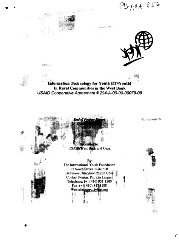Information technology for youth (IT4Youth) in rural communities in the West Bank : USAID cooperative agreement # 294-A-00-00-00070-00 -- end of project report