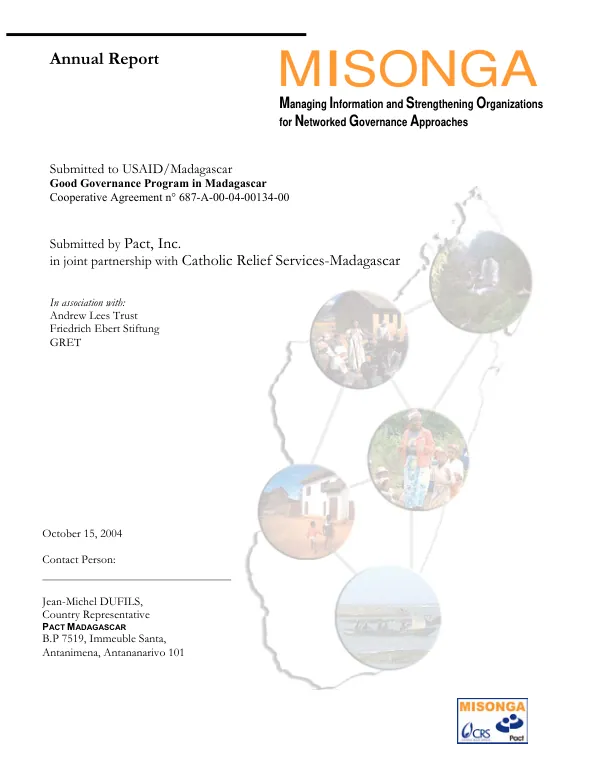 Annual report : MISONGA (managing information and strengthening organizations for networks governance approaches)