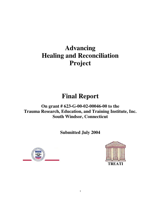 Advancing healing and reconciliation project : final report
