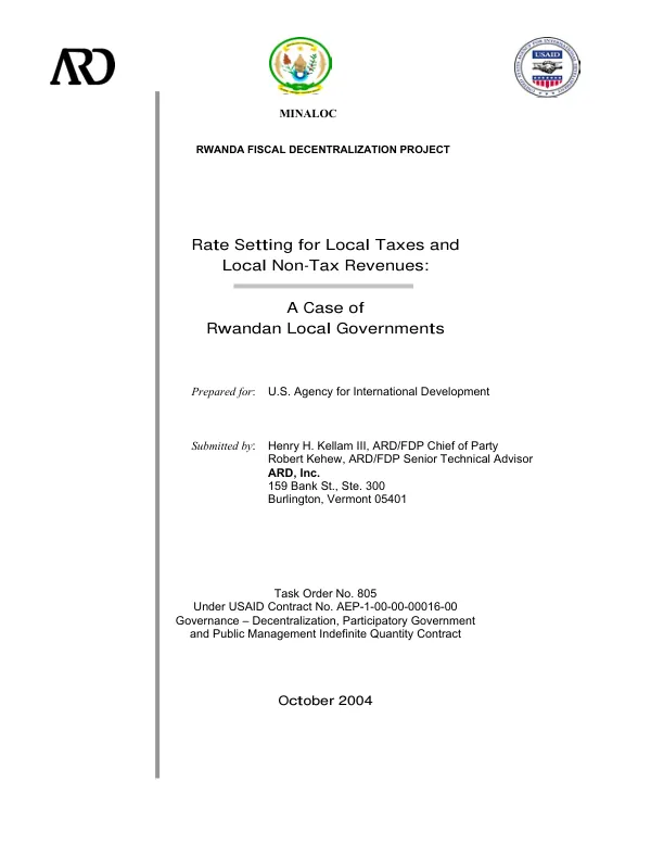 Rate setting for local taxes and local non-tax revenues : a case of Rwandan local governments