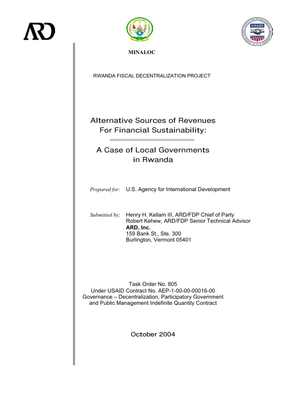 Alternative sources of revenues for financial stability : a case of local governments in Rwanda
