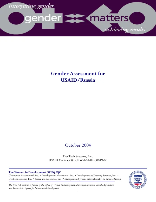 Gender assessment for USAID/Russia