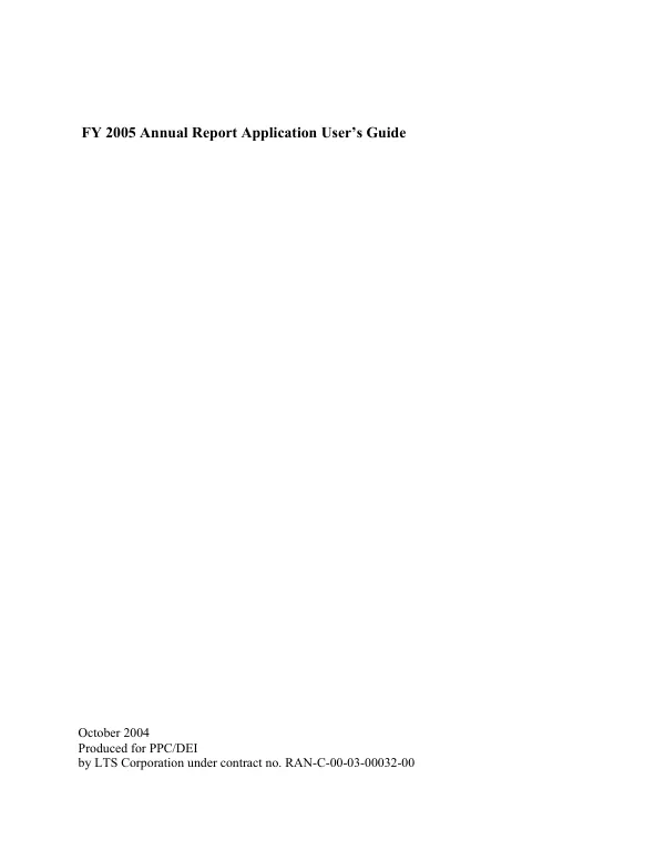 FY 2005 annual report application user"s guide
