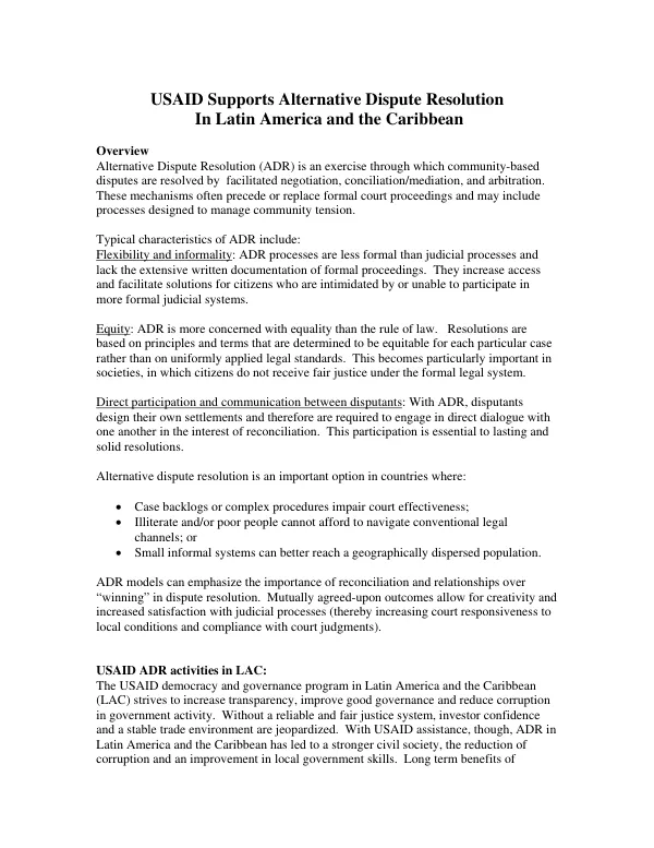 USAID supports alternative dispute resolution in Latin America and the Caribbean