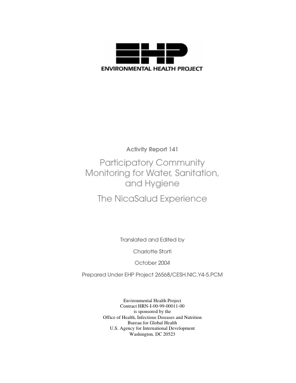 Participatory community monitoring for water, sanitation, and hygiene : the NicaSalud experience