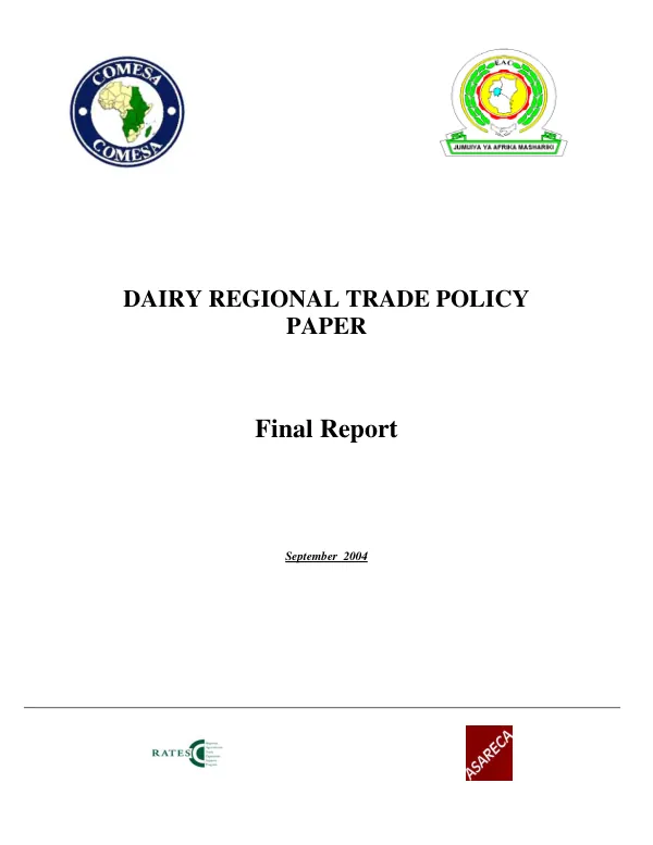 Dairy regional trade policy paper : final report