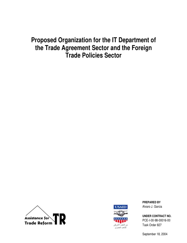 Proposed organization for the IT Department of the Trade Agreement Sector and the Foreign Trade Policies Sector