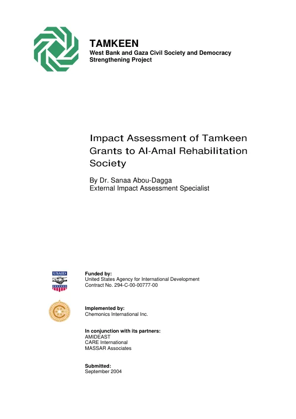 Impact assessment of Tamkeen grants to Al-Amal Rehabilitation Society