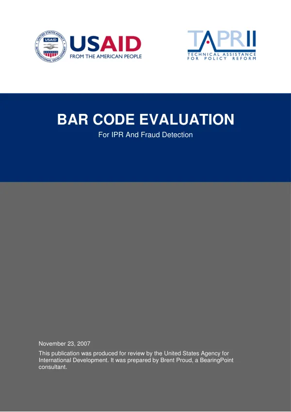 Bar code evaluation : for IPR and fraud detection
