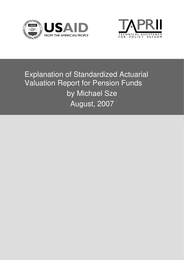 Explanation of standardized actuarial valuation report for pension funds