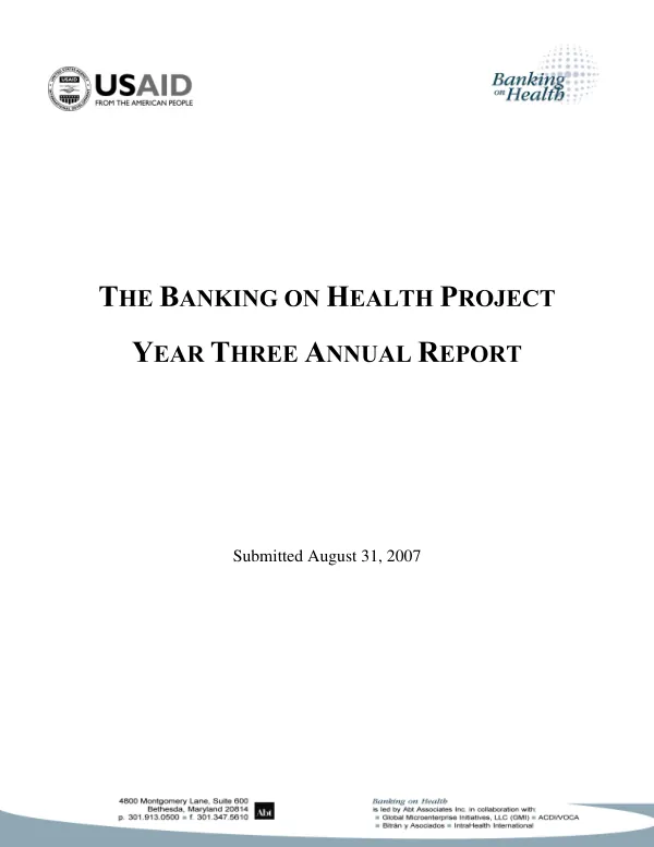 The Banking on Health project -- year three annual report