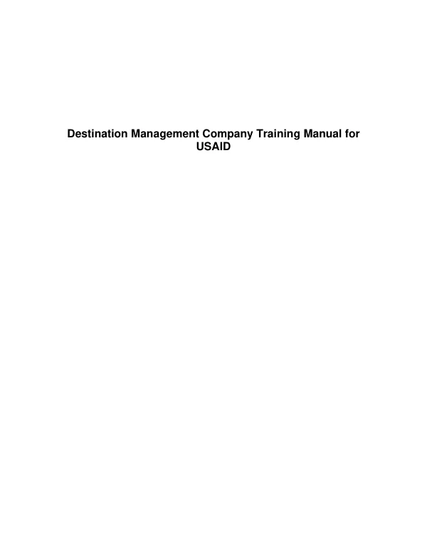 Destination Management Company training manual for USAID