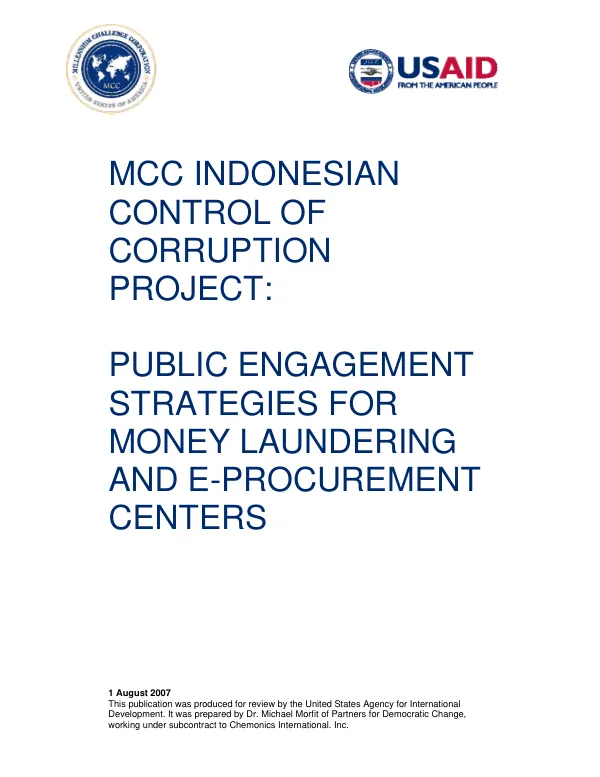 Public engagement strategies for money laundering and E-procurement centers