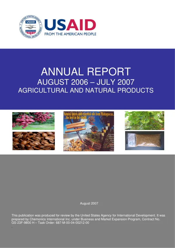 Annual report, August 2006-July 2007 : agricultural and natural products