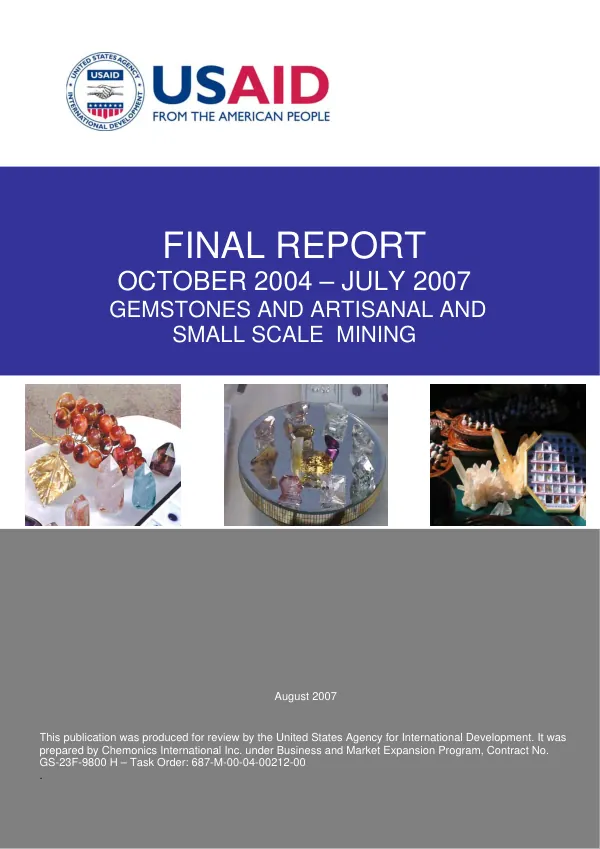 Final report, October 2004-July 2007 : gemstones and artisanal and small scale mining [activities]