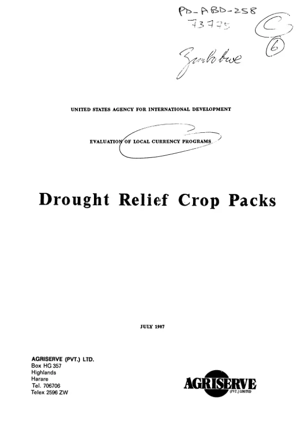 Drought relief crop packs