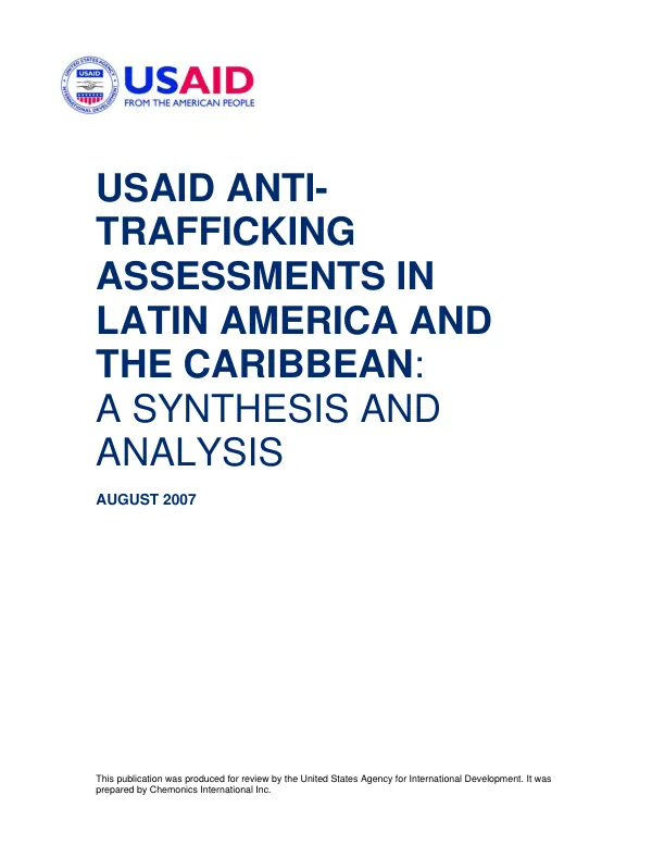 USAID anti-trafficking assessments in Latin America and the Caribbean : a synthesis and analysis