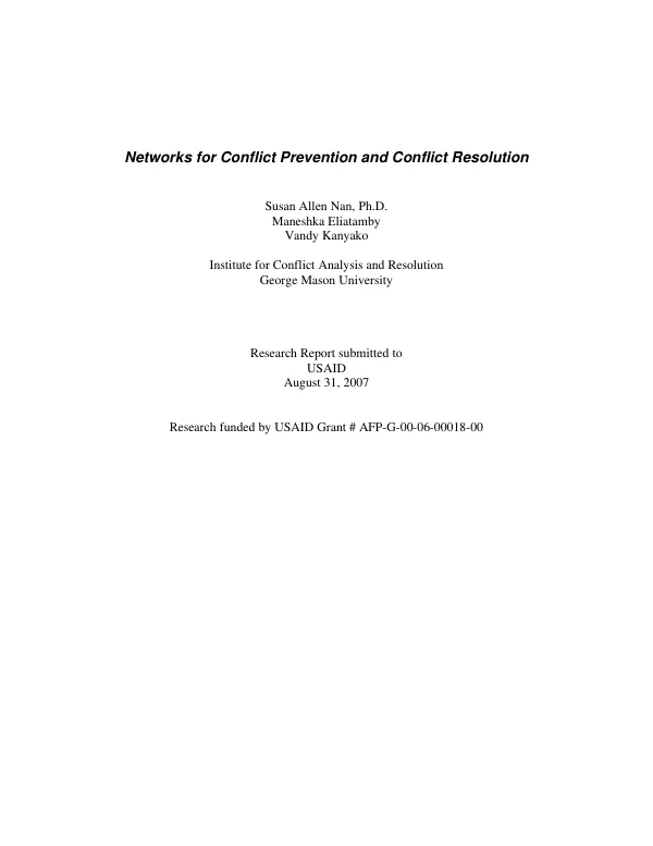 Networks for conflict prevention and conflict resolution