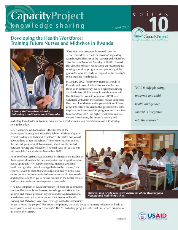 Developing the health workforce : training future nurses and midwives in Rwanda