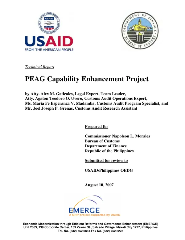 PEAG capability enhancement project