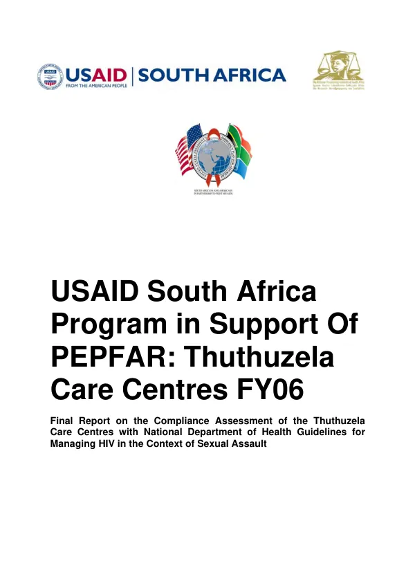 Final report on the compliance assessment of the Thuthuzela Care Centres with National Department of Health guidelines for managing HIV in the context of sexual assault