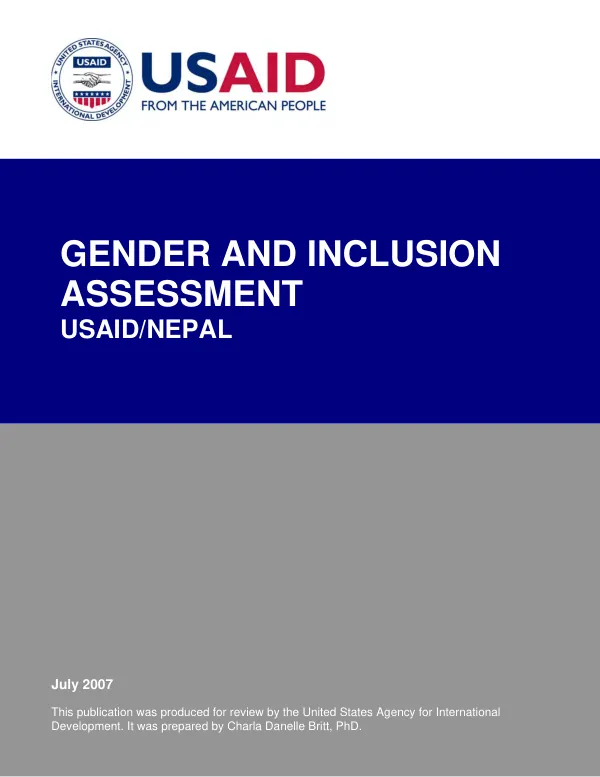 Gender and inclusion assessment, USAID/Nepal