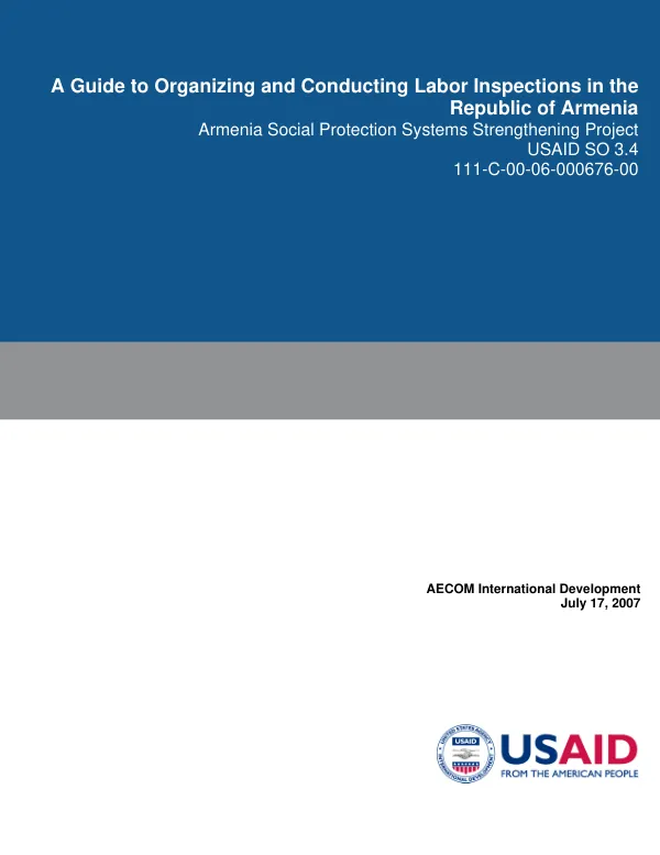 A guide to organizing and conducting labor inspections in the Republic of Armenia