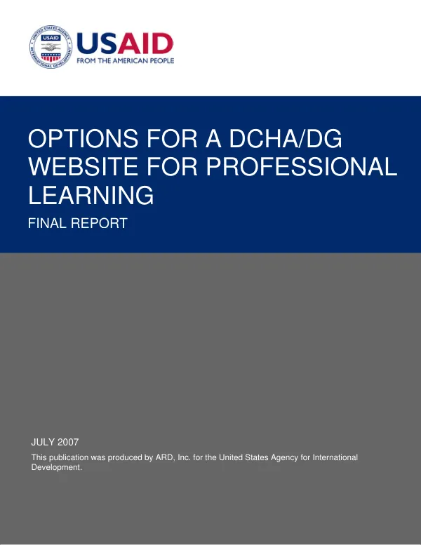 Options for a DCHA/DG website for professional learning : final report