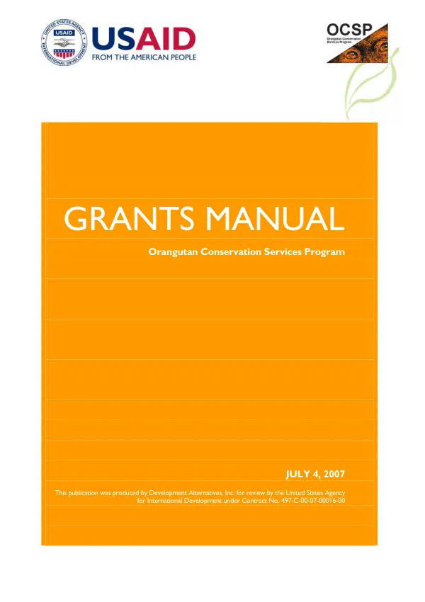 Grants manual : orangutan conservation services program