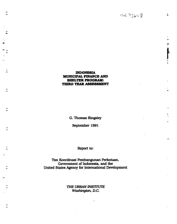 Indonesia municipal finance and shelter program : third year assessment