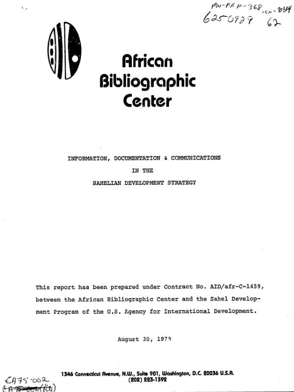 Information, documentation and communications in the Sahelian development strategy
