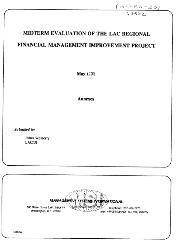 Midterm evaluation of the LAC regional financial management improvement project : annexes
